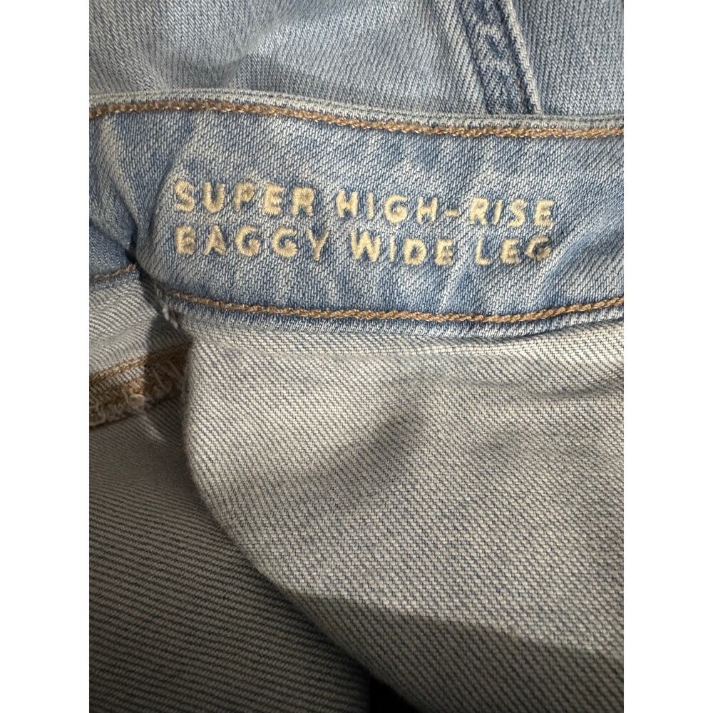 American Eagle Stretch Super High Rise Baggy Wide Leg Jean Womens 2 Regular Blue - Picture 5 of 7